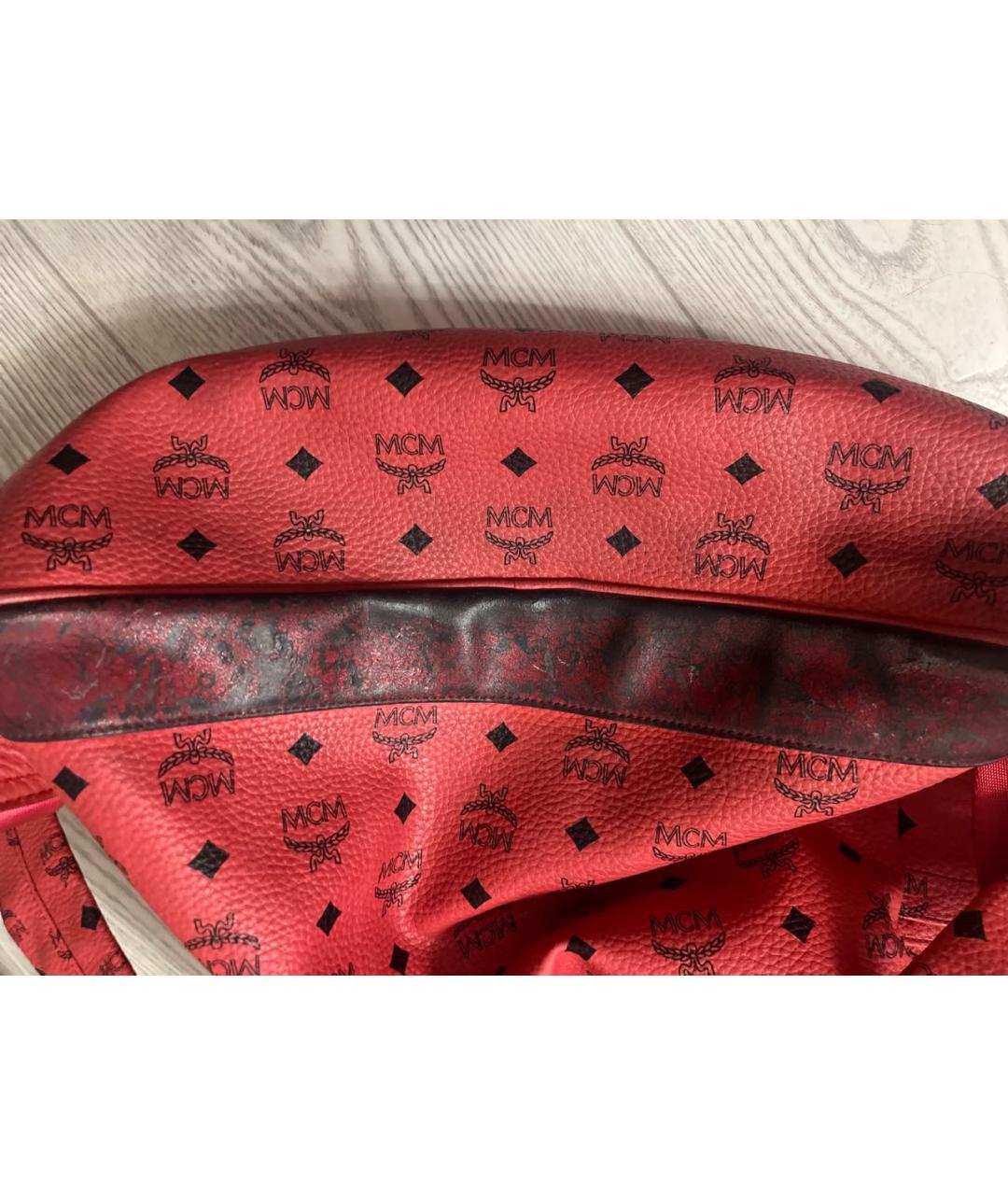 MCM Красный кожаный рюкзак, фото 5