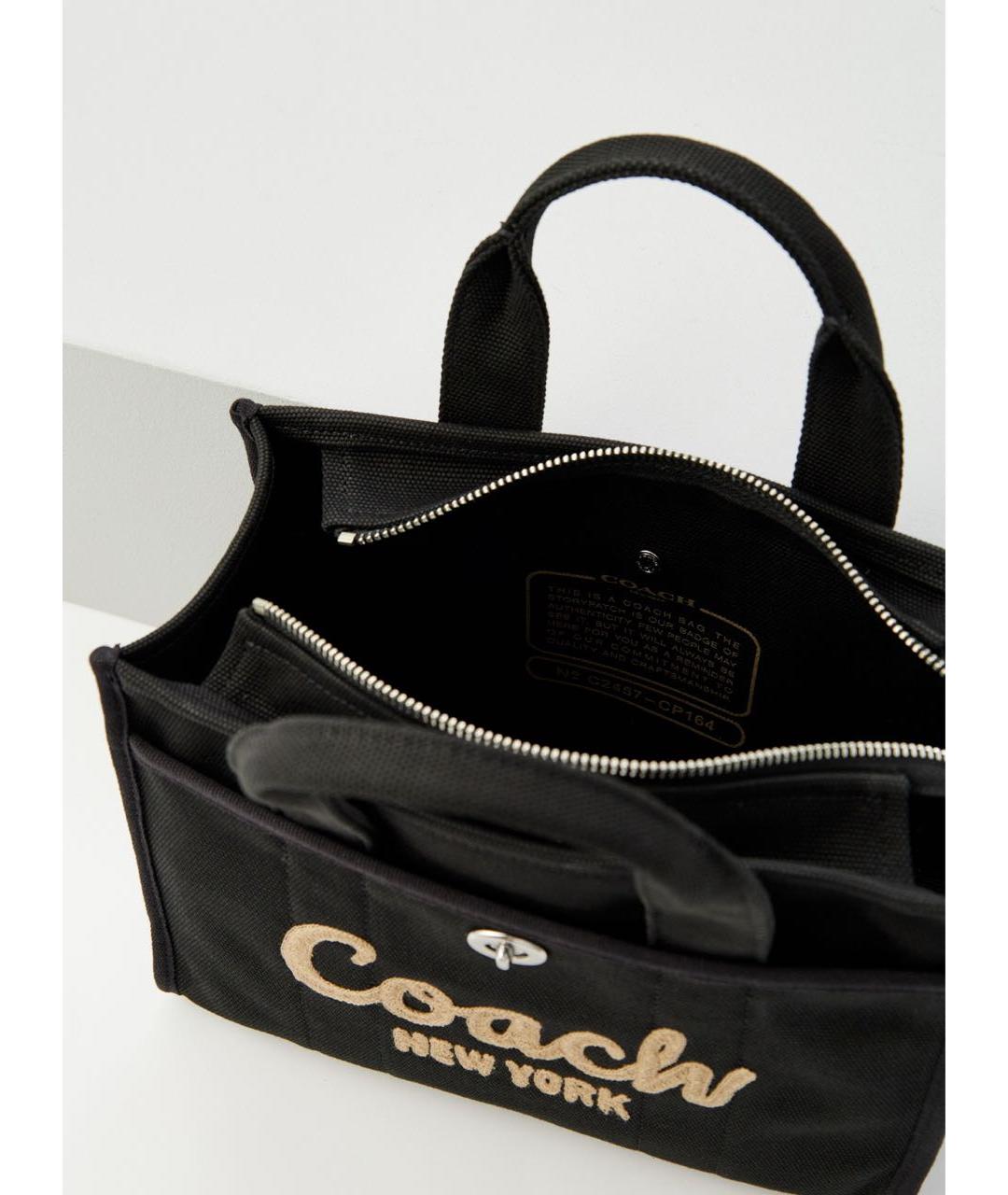 COACH Черная тканевая сумка тоут, фото 4