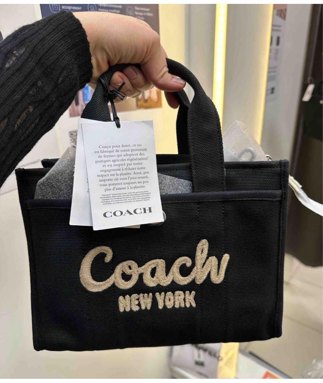 COACH Черная тканевая сумка тоут, фото 3