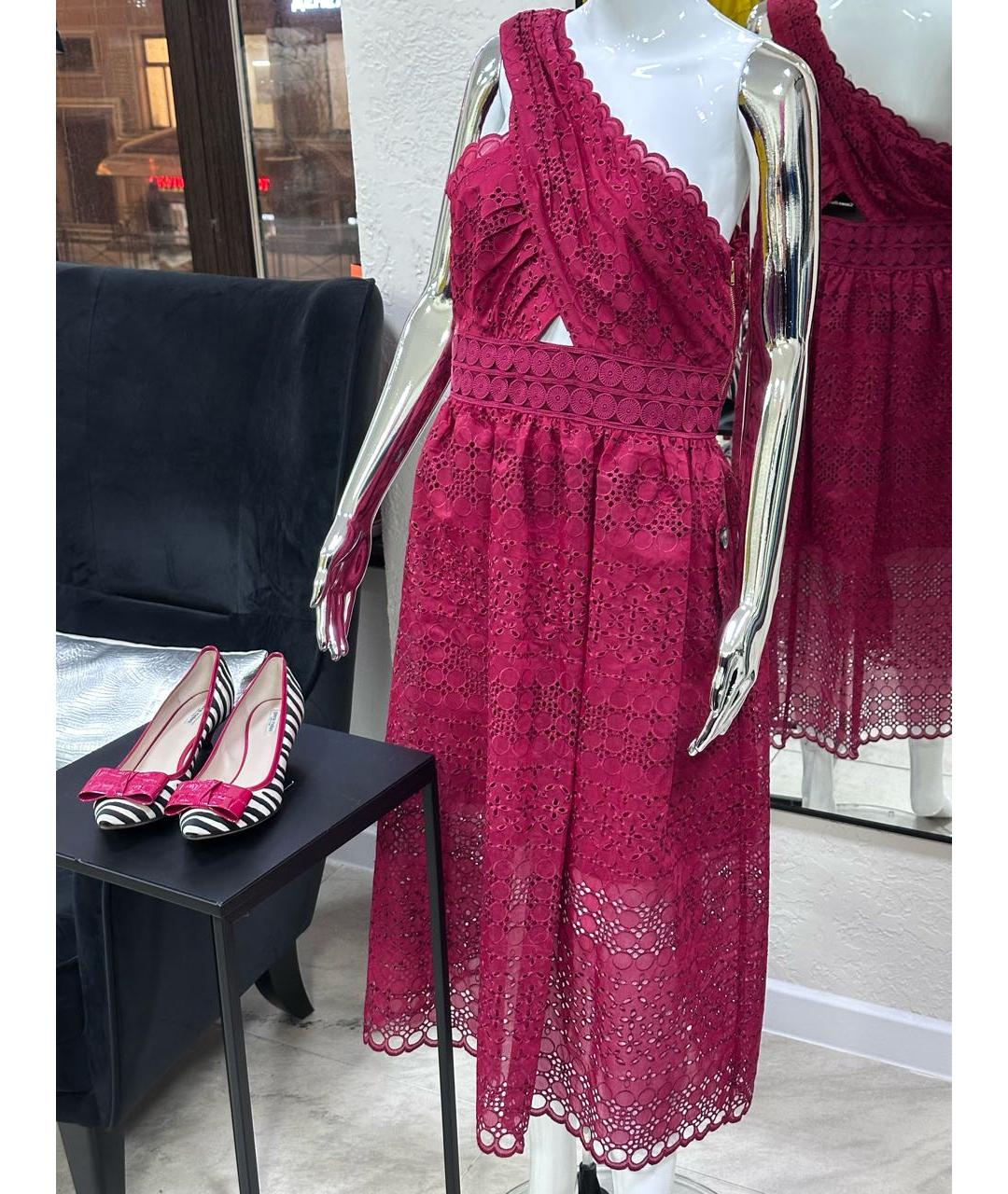 SELF-PORTRAIT Бордовое полиэстеровое коктейльное платье, фото 3