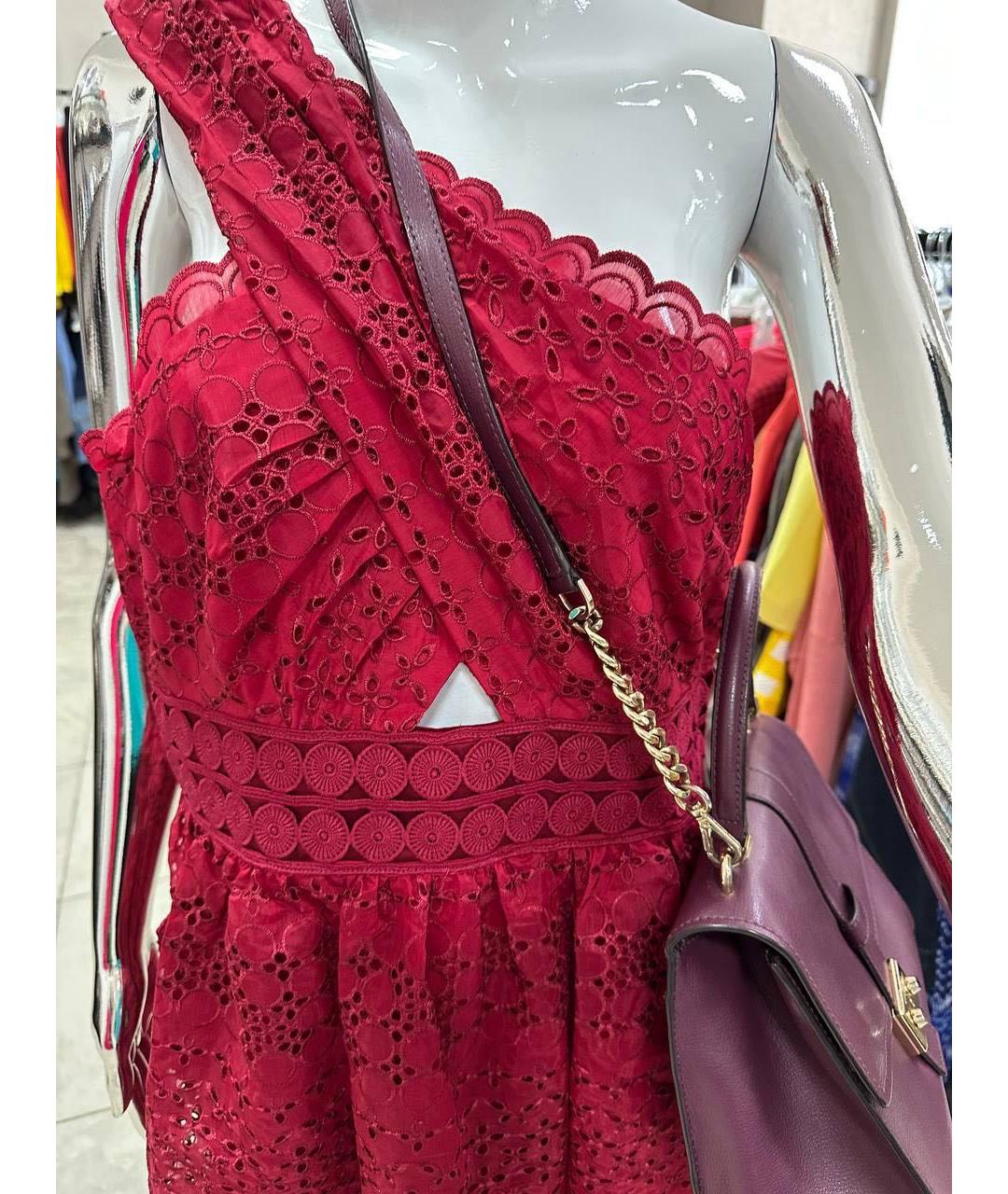 SELF-PORTRAIT Бордовое полиэстеровое коктейльное платье, фото 6