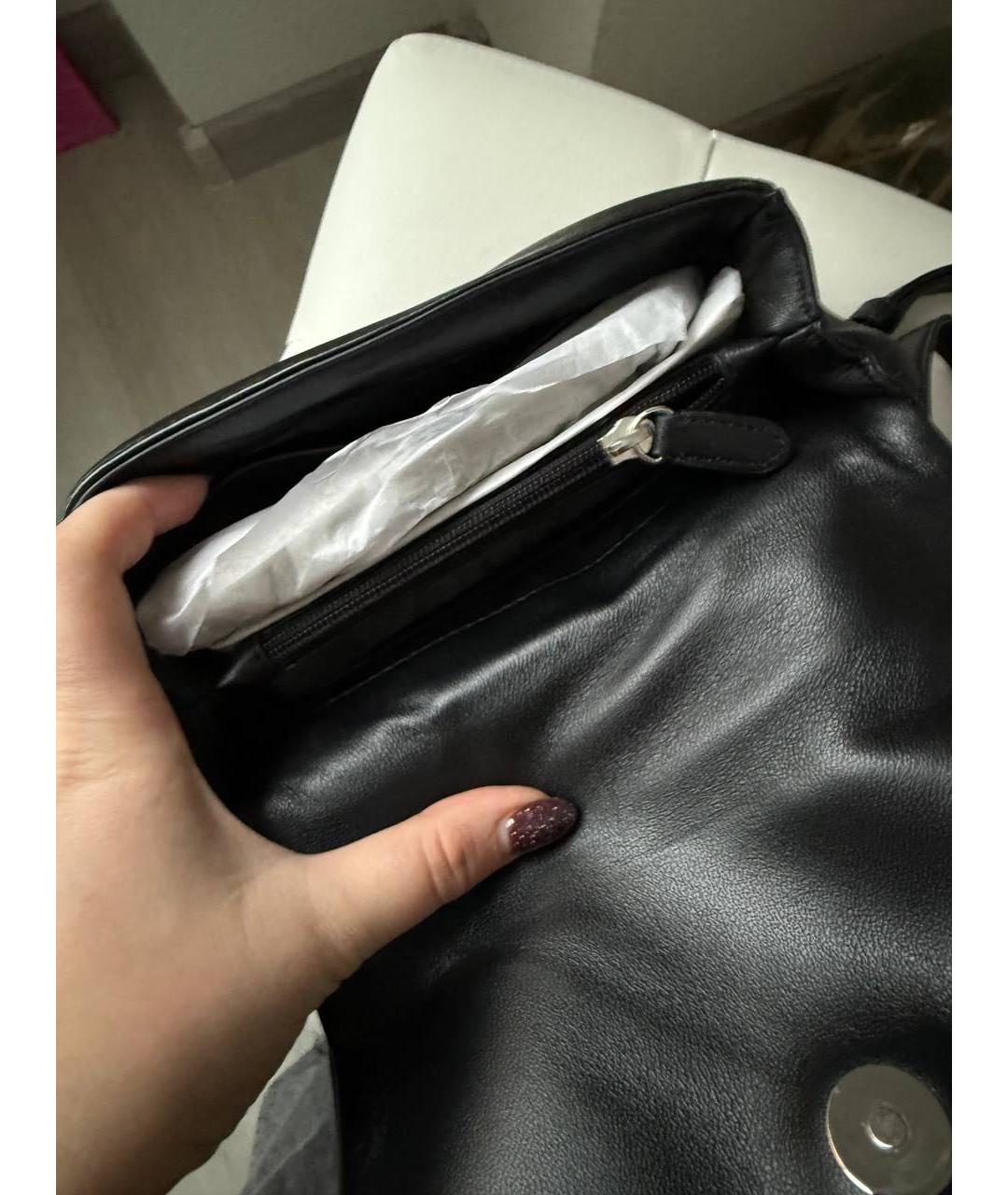 DKNY Черная кожаная сумка с короткими ручками, фото 3