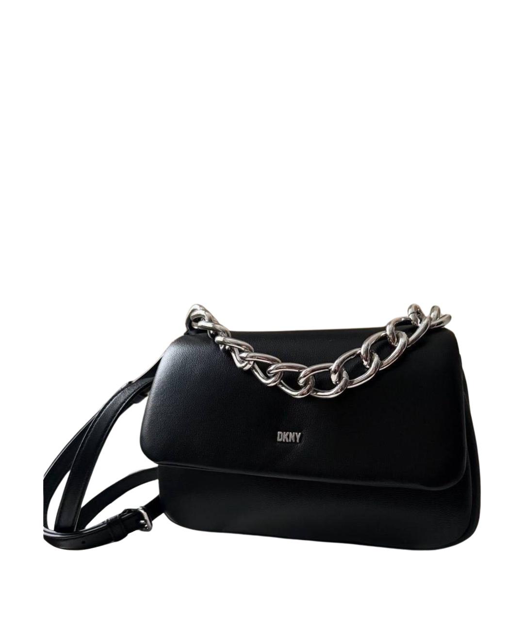 DKNY Черная кожаная сумка с короткими ручками, фото 1