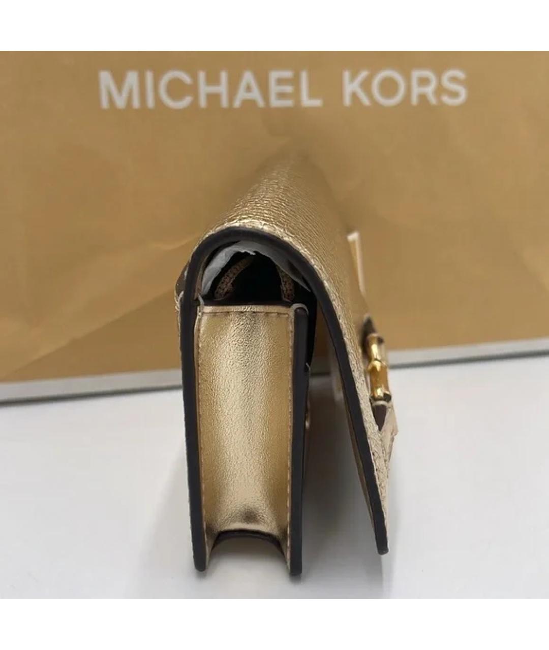 MICHAEL KORS Золотой кожаный кошелек, фото 6