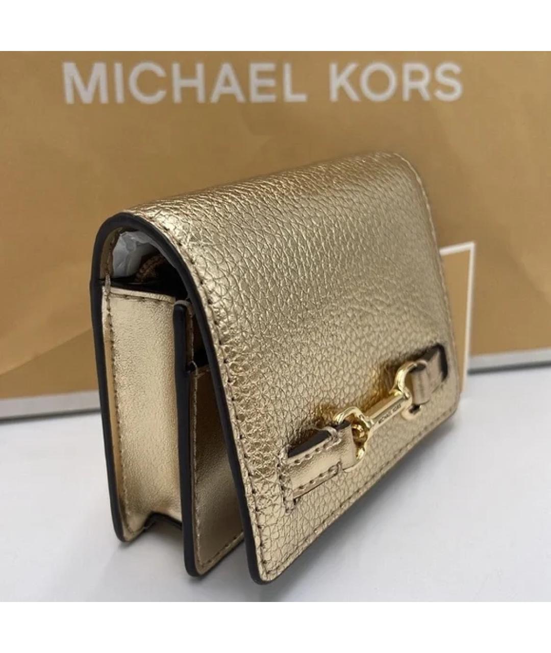 MICHAEL KORS Золотой кожаный кошелек, фото 5