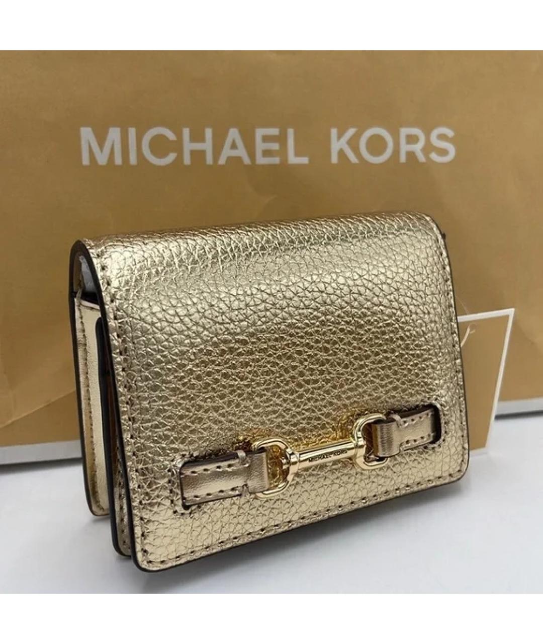 MICHAEL KORS Золотой кожаный кошелек, фото 4