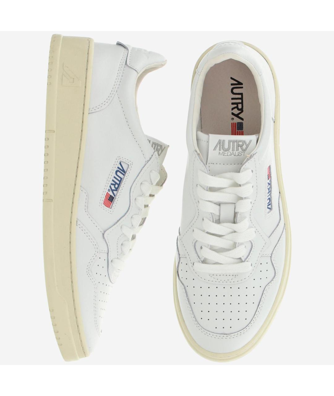 AUTRY Белые кожаные низкие кроссовки / кеды, фото 2