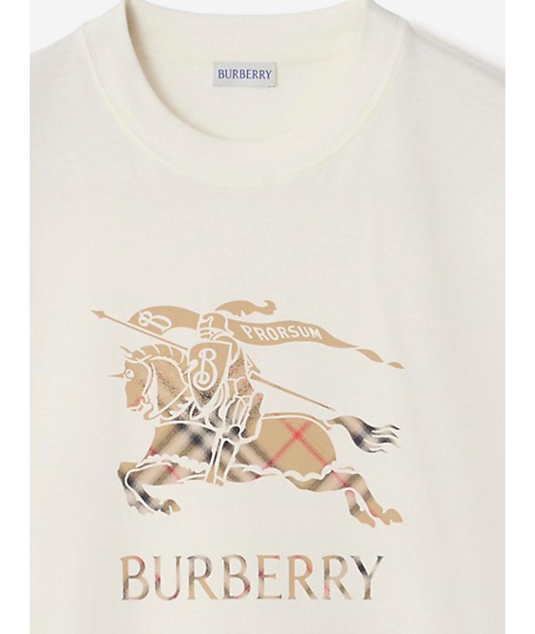 BURBERRY Белая хлопковая футболка, фото 3
