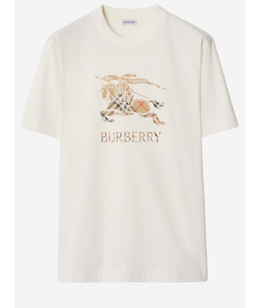 BURBERRY Белая хлопковая футболка, фото 4