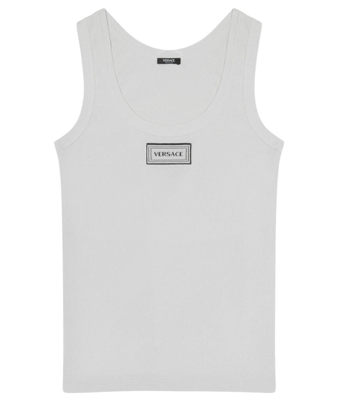 VERSACE Белая хлопко-эластановая майка, фото 1
