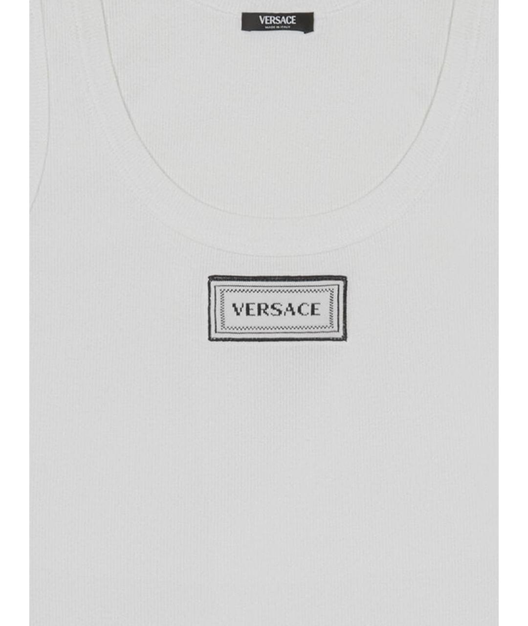VERSACE Белая хлопко-эластановая майка, фото 3