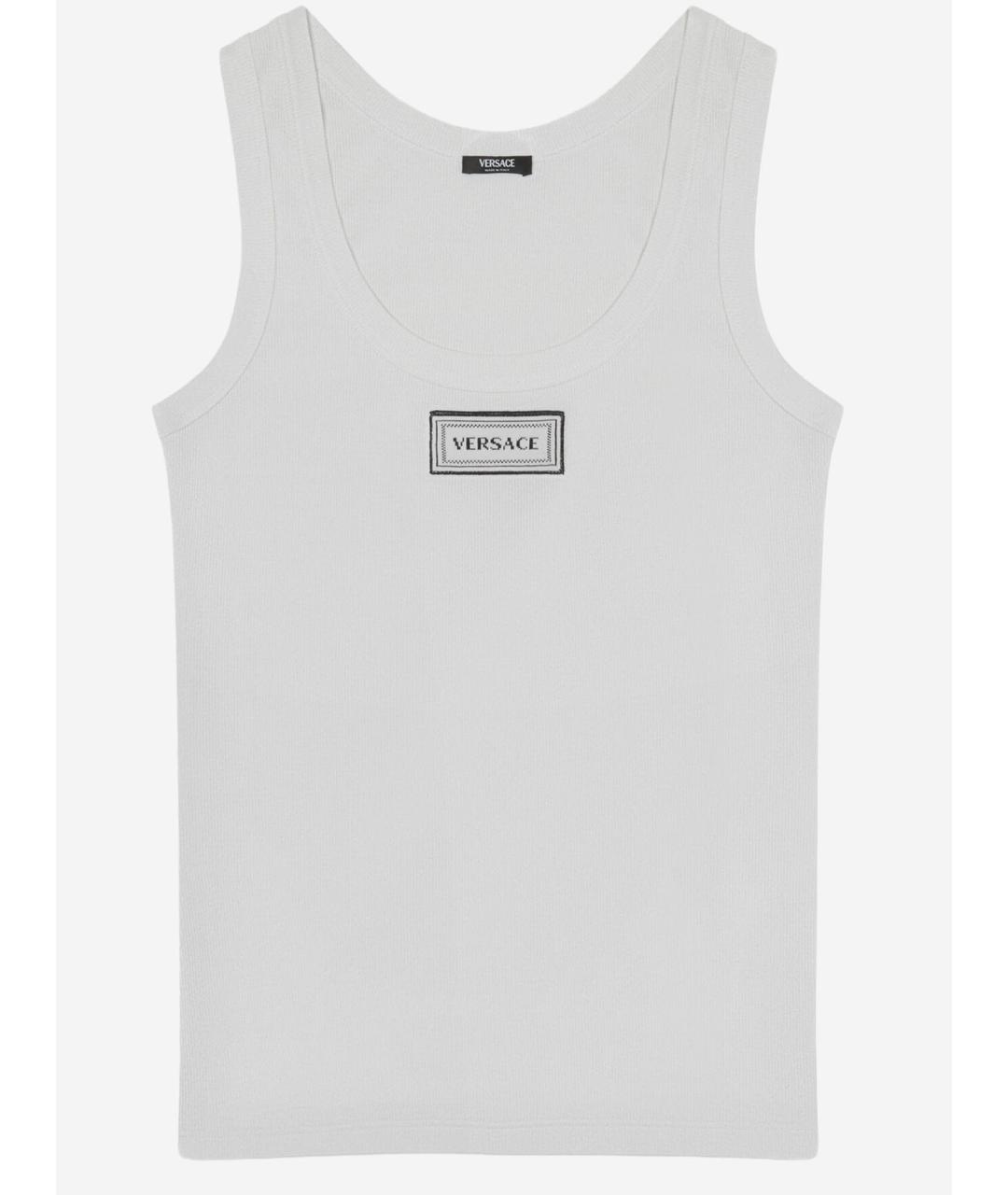 VERSACE Белая хлопко-эластановая майка, фото 4