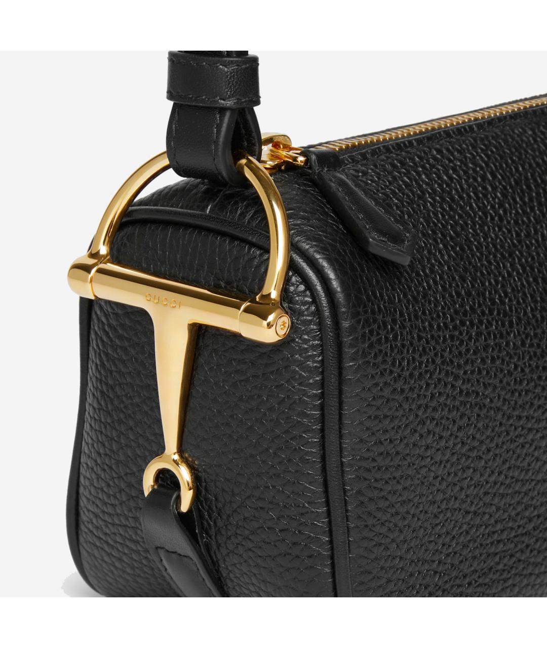 GUCCI Черная кожаная сумка через плечо, фото 5