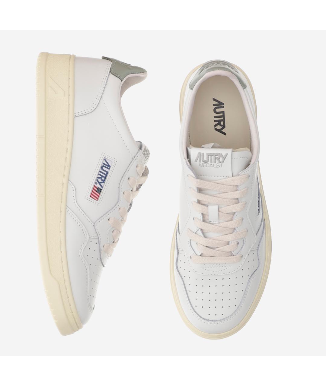 AUTRY Белые кожаные низкие кроссовки / кеды, фото 2