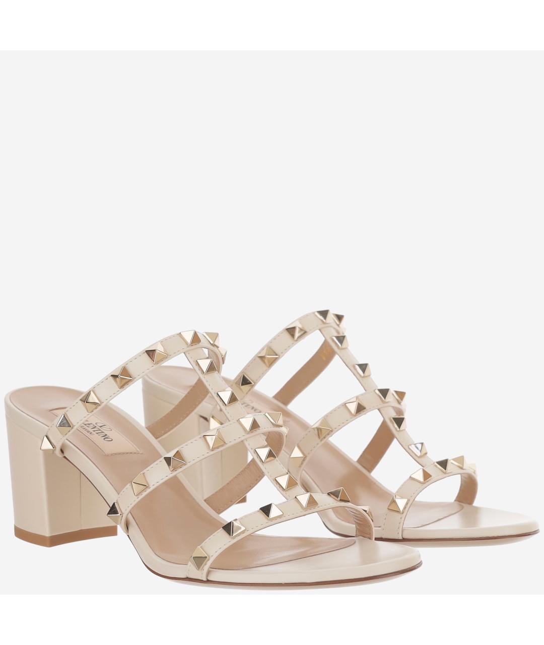 VALENTINO Белые кожаные мюли, фото 2