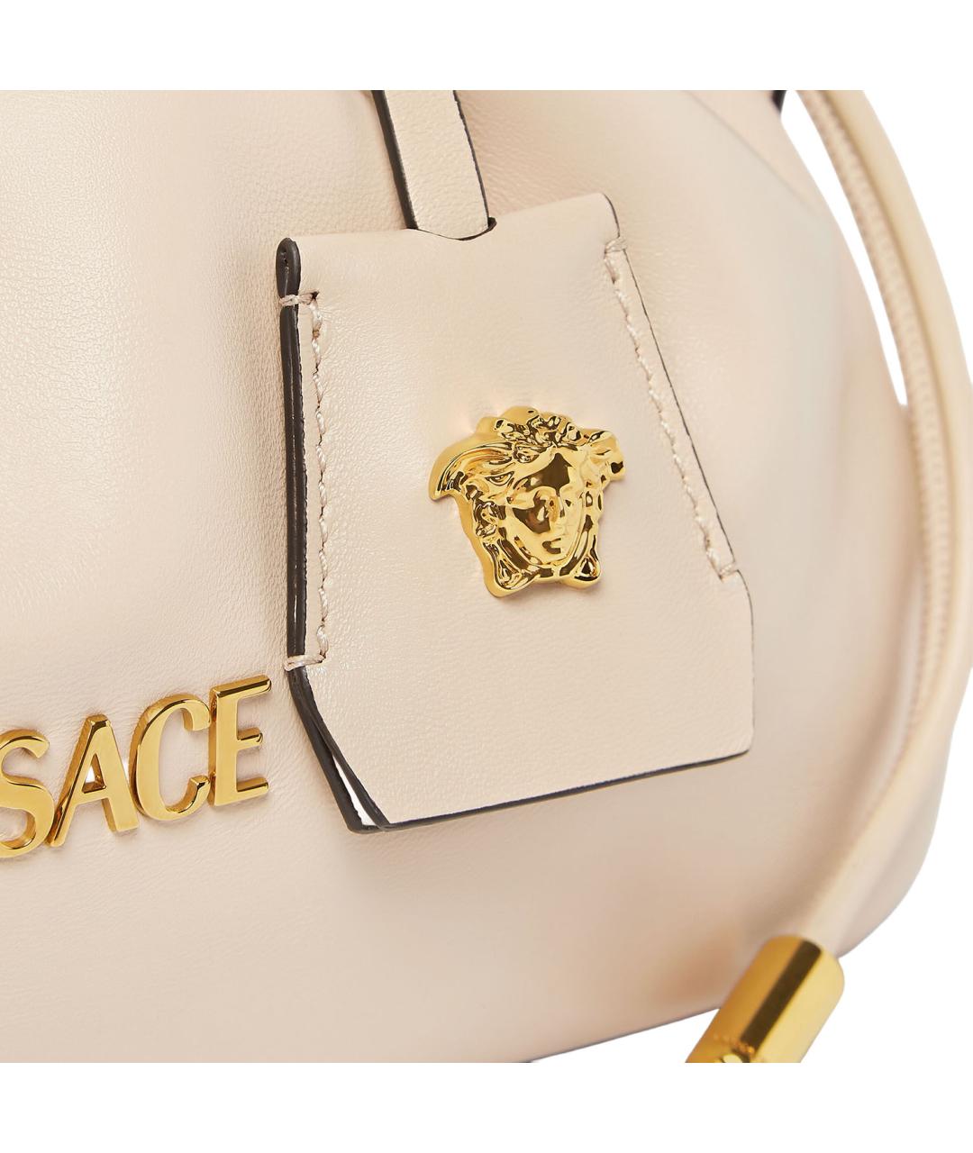 VERSACE Бежевая синтетическая сумка с короткими ручками, фото 4
