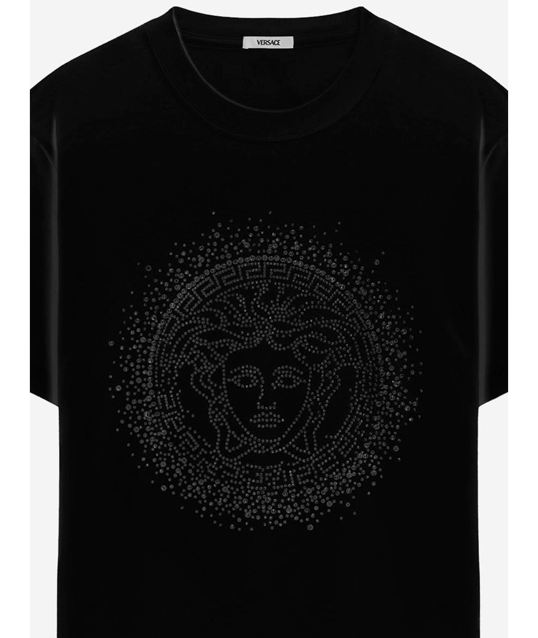 VERSACE Черная хлопко-эластановая футболка, фото 3