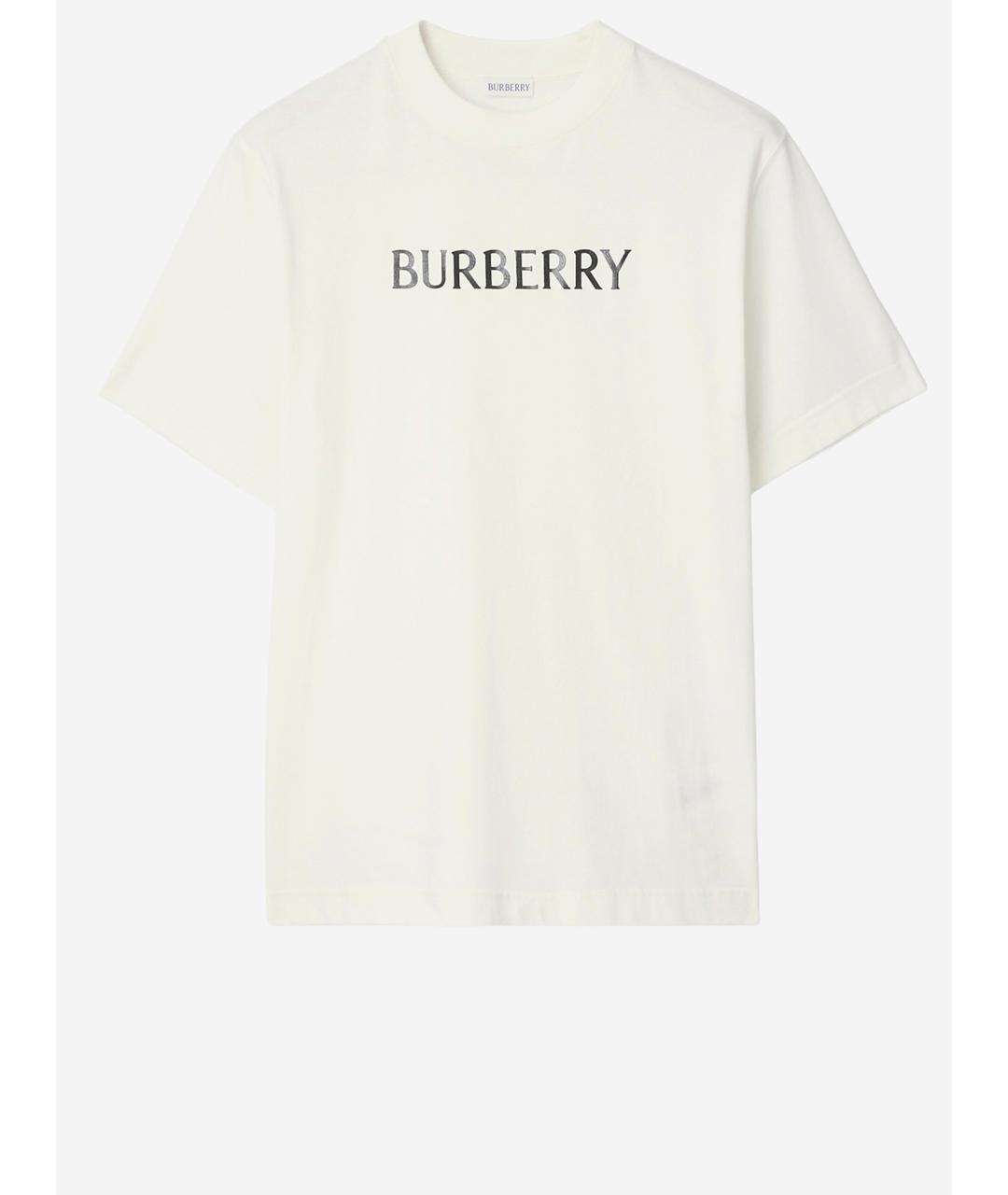 BURBERRY Белая хлопковая футболка, фото 4