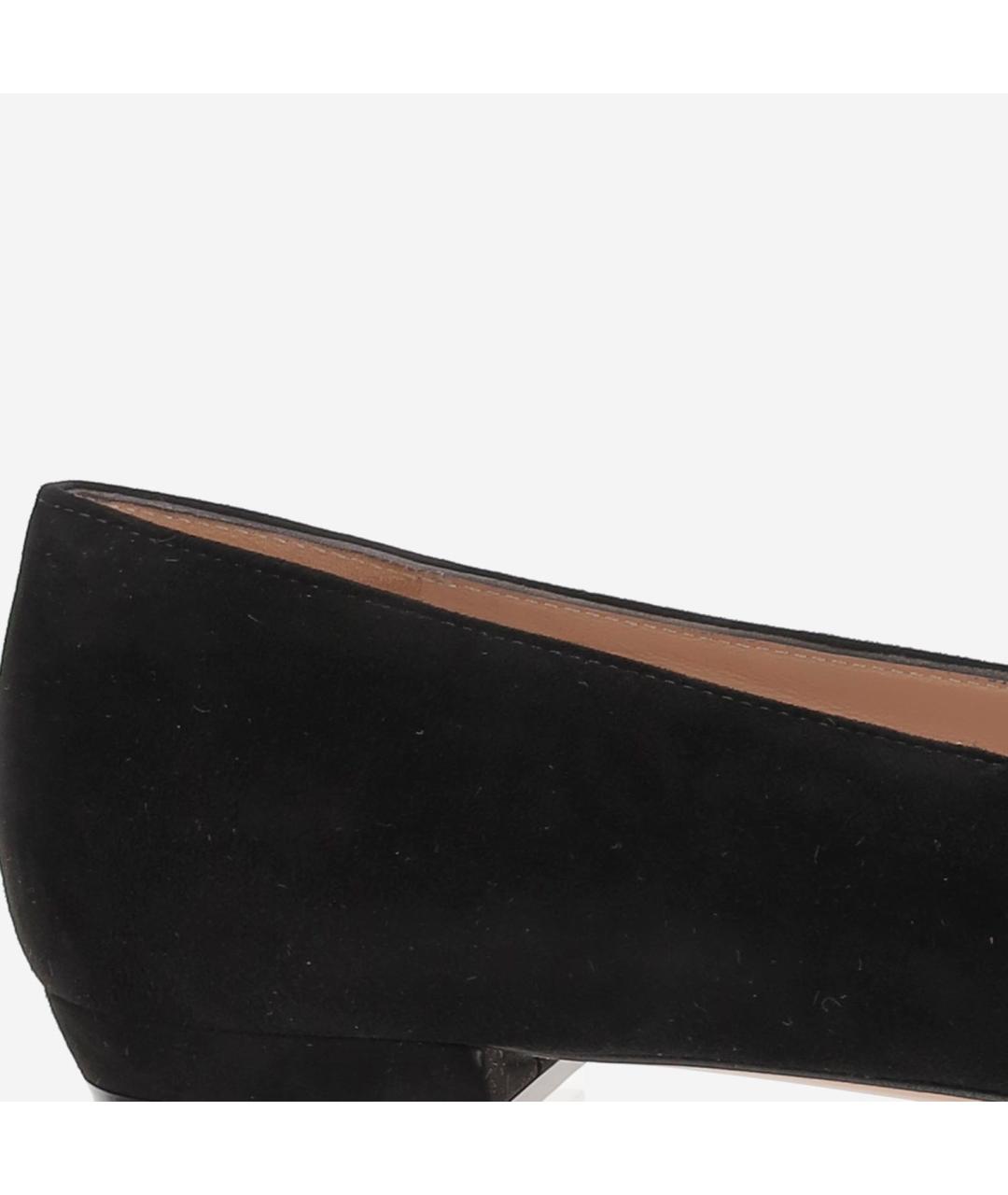 GIANVITO ROSSI Черные кожаные лодочки на низком каблуке, фото 5