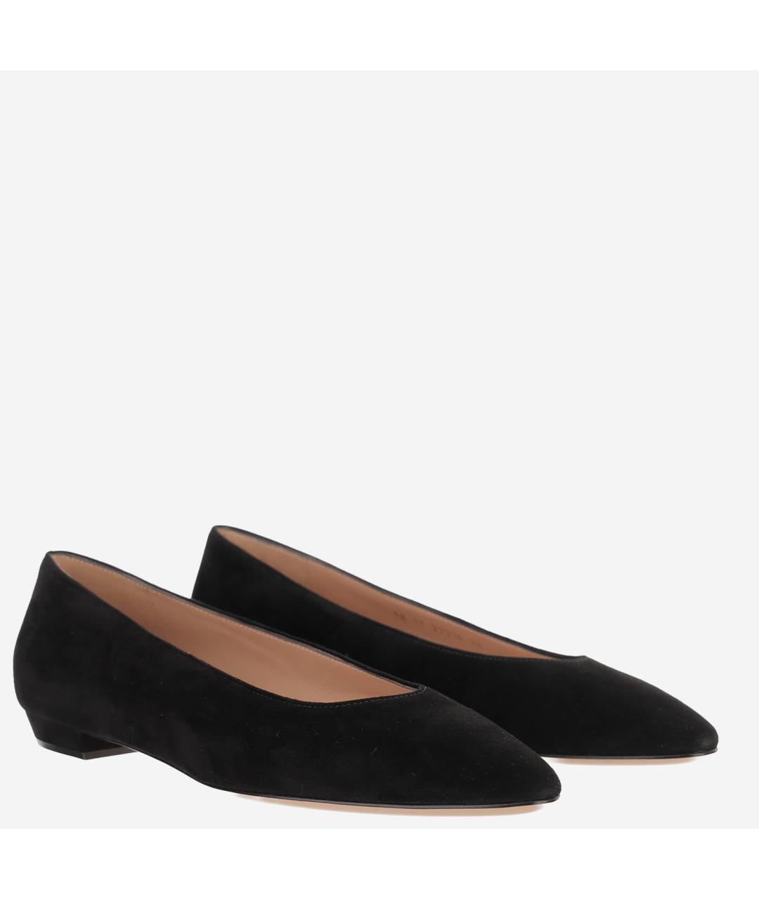 GIANVITO ROSSI Черные кожаные лодочки на низком каблуке, фото 2