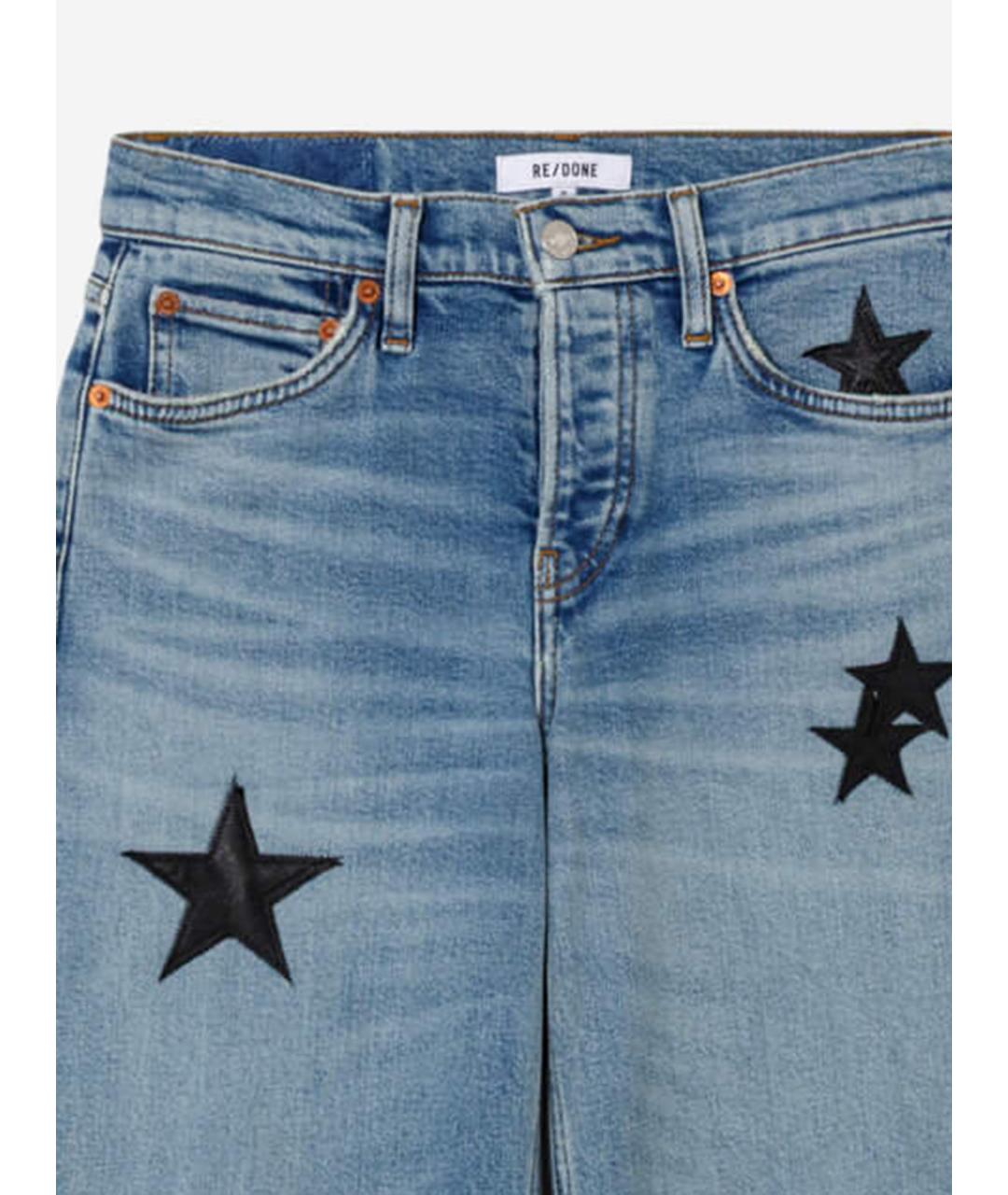 RE/DONE Синие хлопко-эластановые прямые джинсы, фото 3