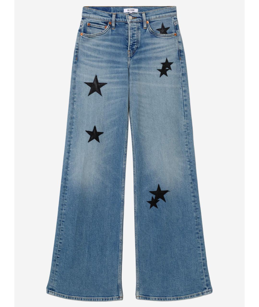 RE/DONE Синие хлопко-эластановые прямые джинсы, фото 1