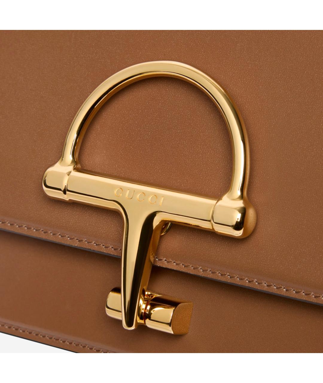 GUCCI Коричневая кожаная сумка через плечо, фото 5