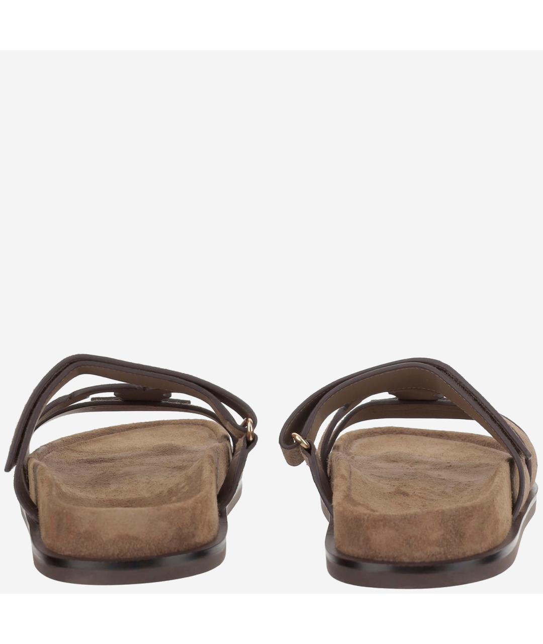 TORY BURCH Бежевые кожаные шлепанцы, фото 4