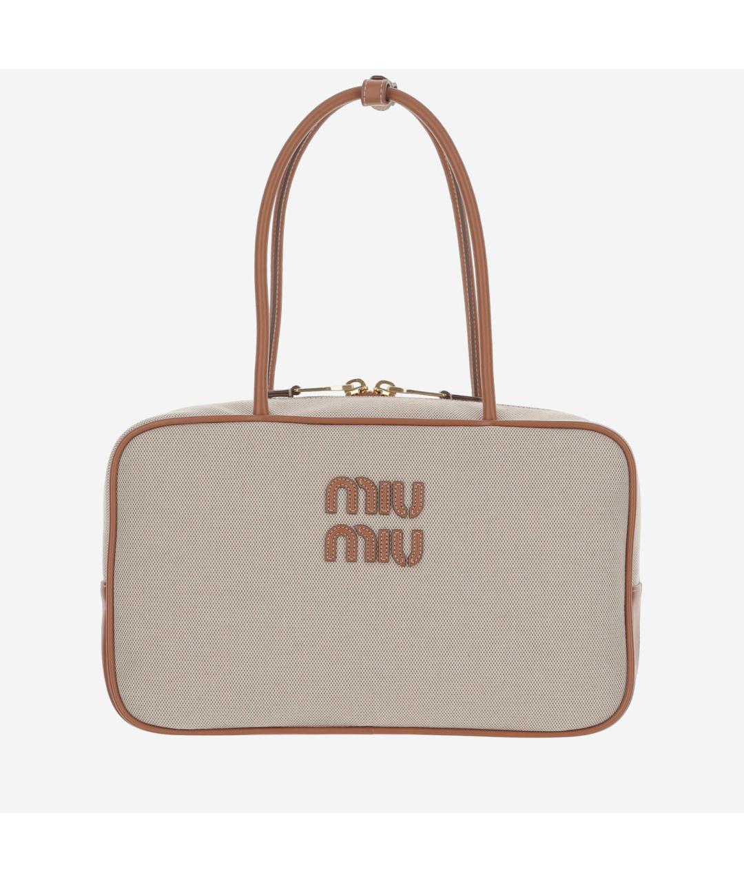 MIU MIU Бежевая кожаная сумка тоут, фото 1