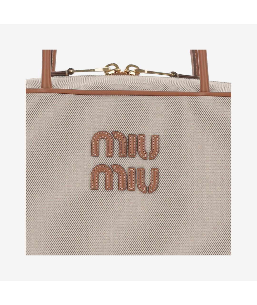 MIU MIU Бежевая кожаная сумка тоут, фото 4