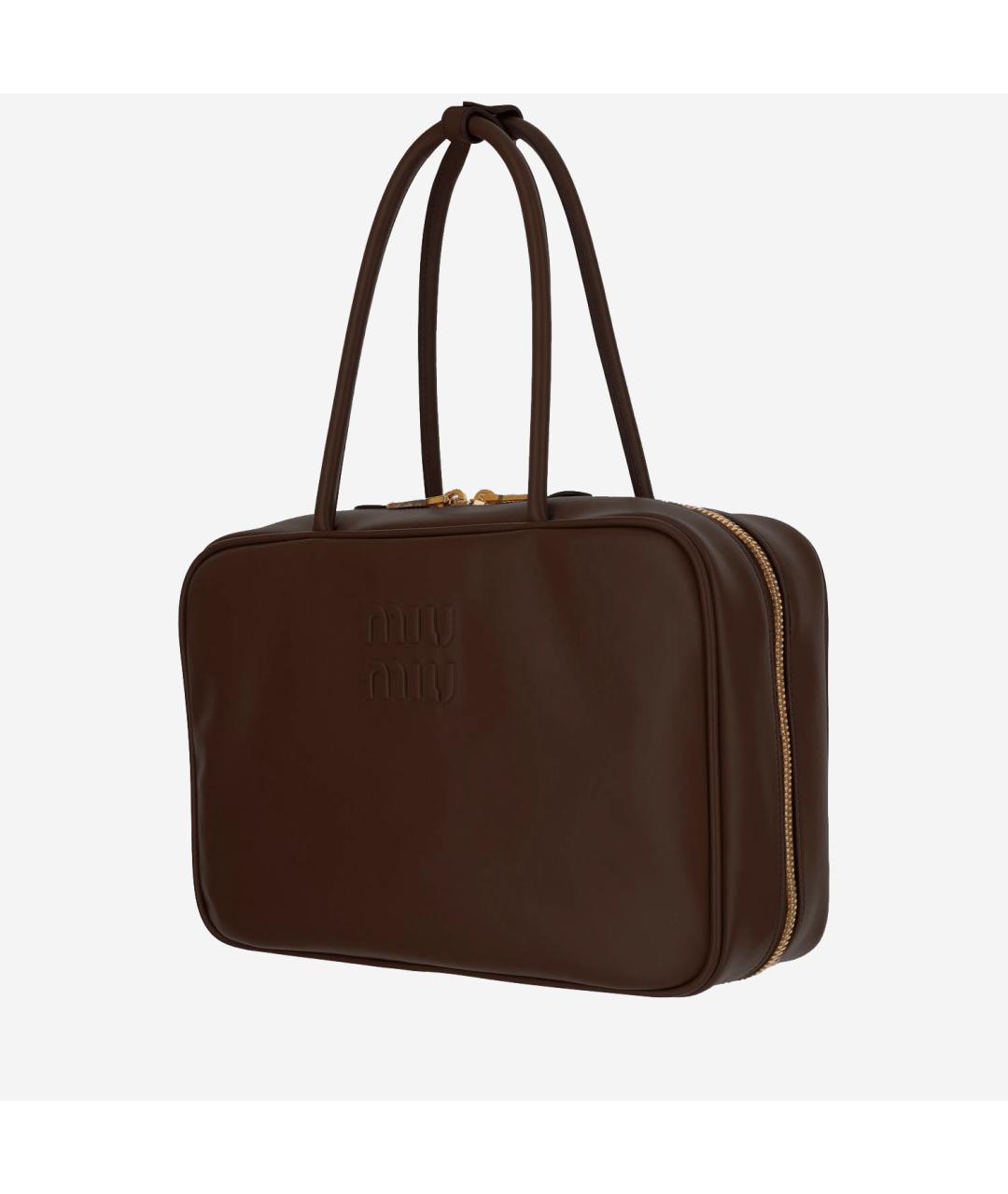 MIU MIU Коричневая кожаная сумка тоут, фото 2
