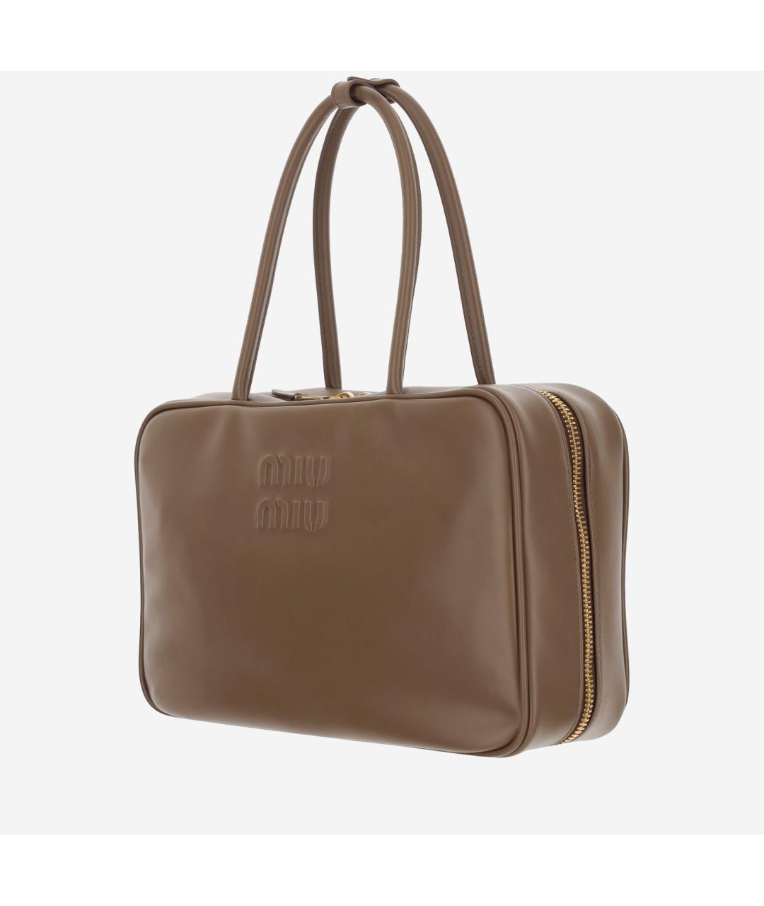 MIU MIU Коричневая кожаная сумка тоут, фото 2