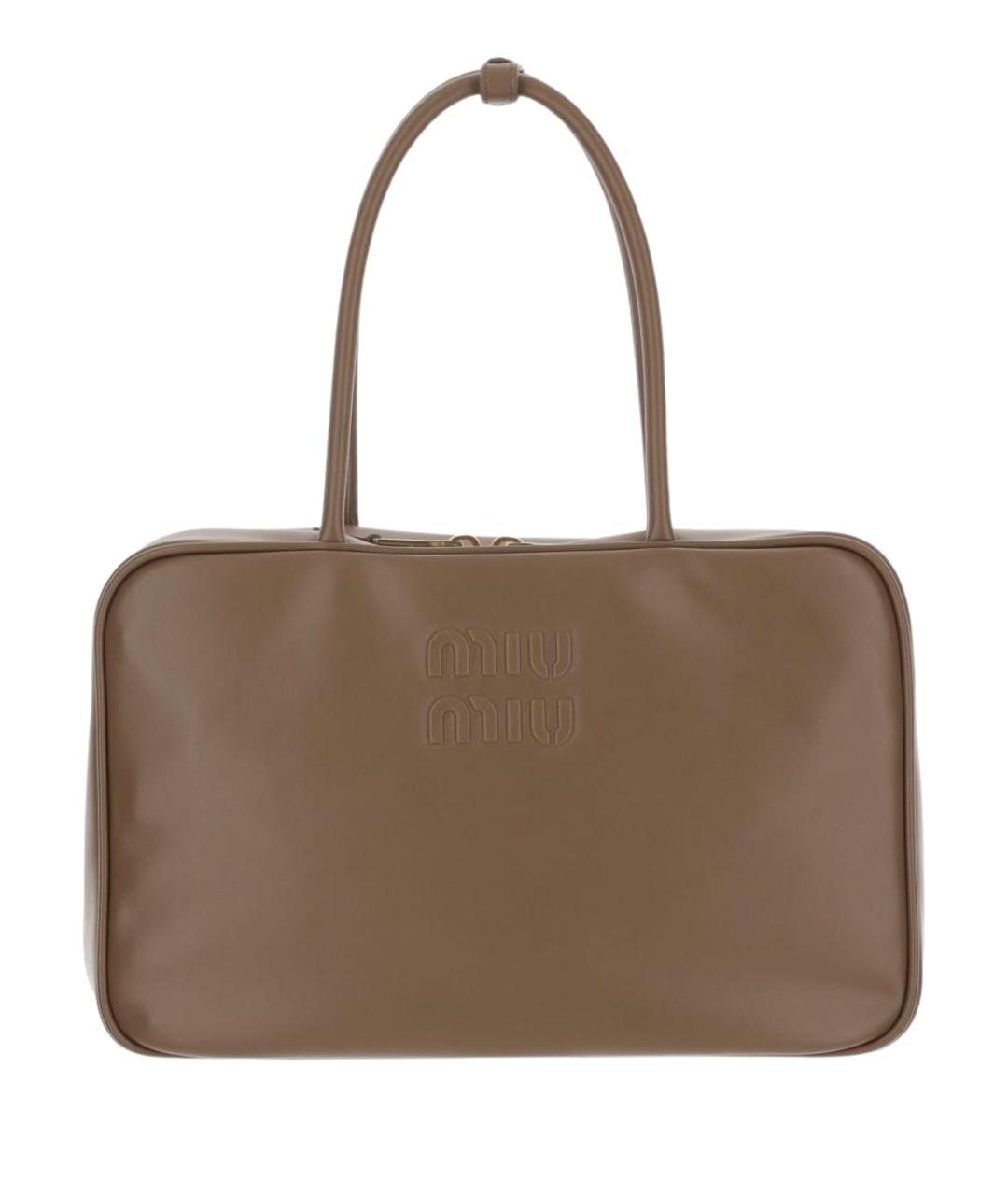 MIU MIU Коричневая кожаная сумка тоут, фото 1