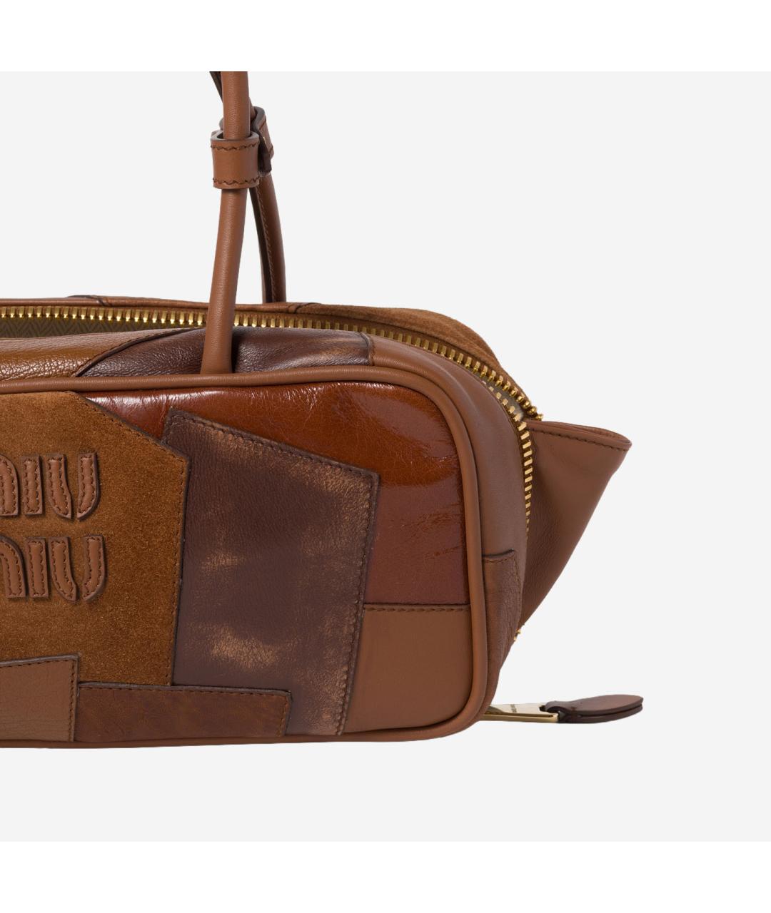 MIU MIU Коричневая кожаная сумка через плечо, фото 4