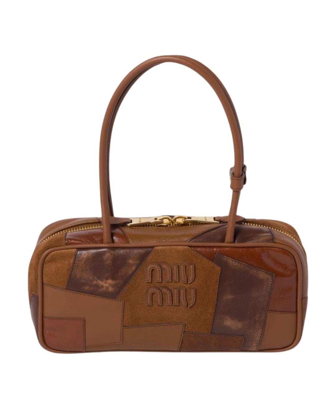 MIU MIU Коричневая кожаная сумка через плечо, фото 1
