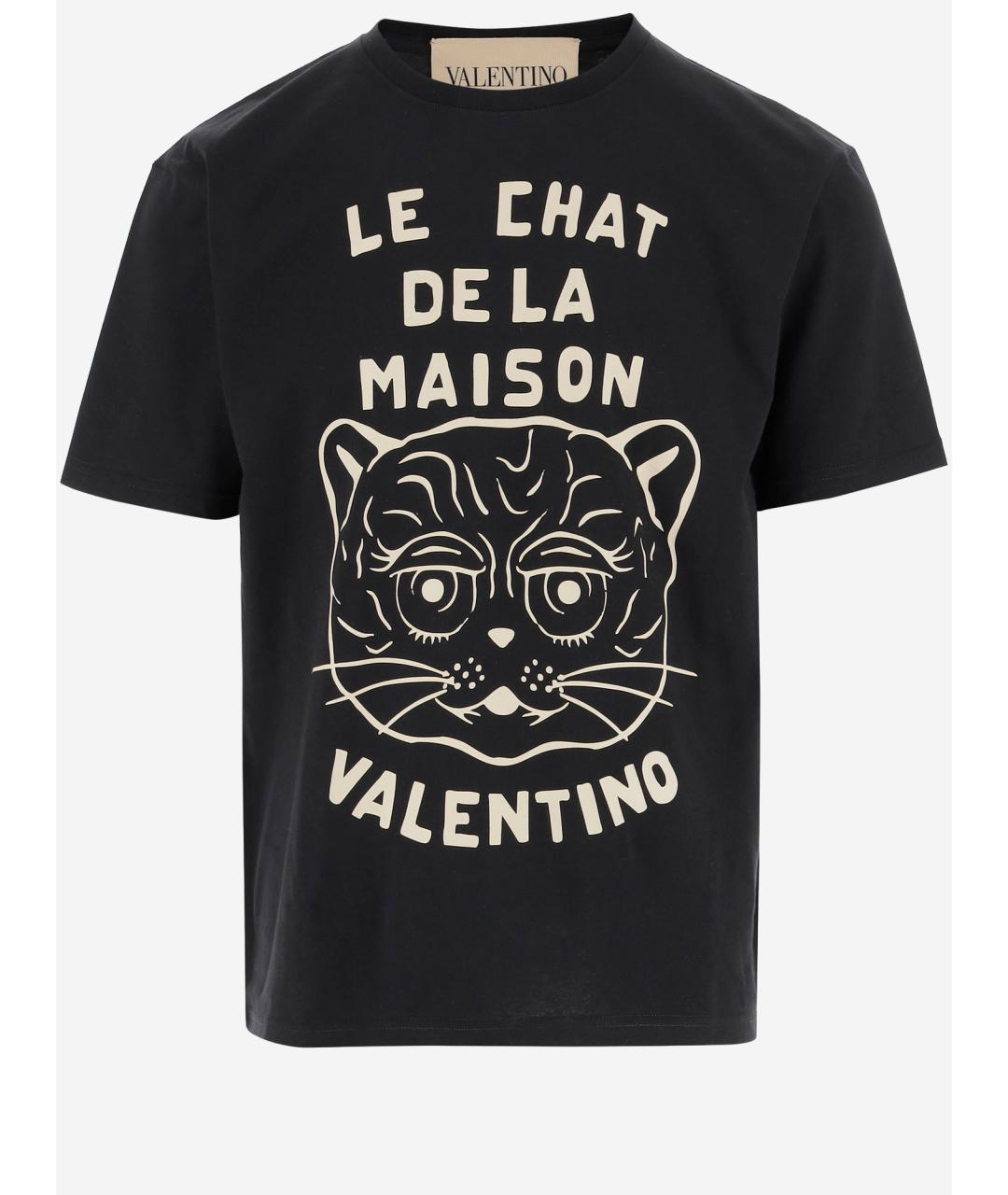 VALENTINO Черная хлопковая футболка, фото 4