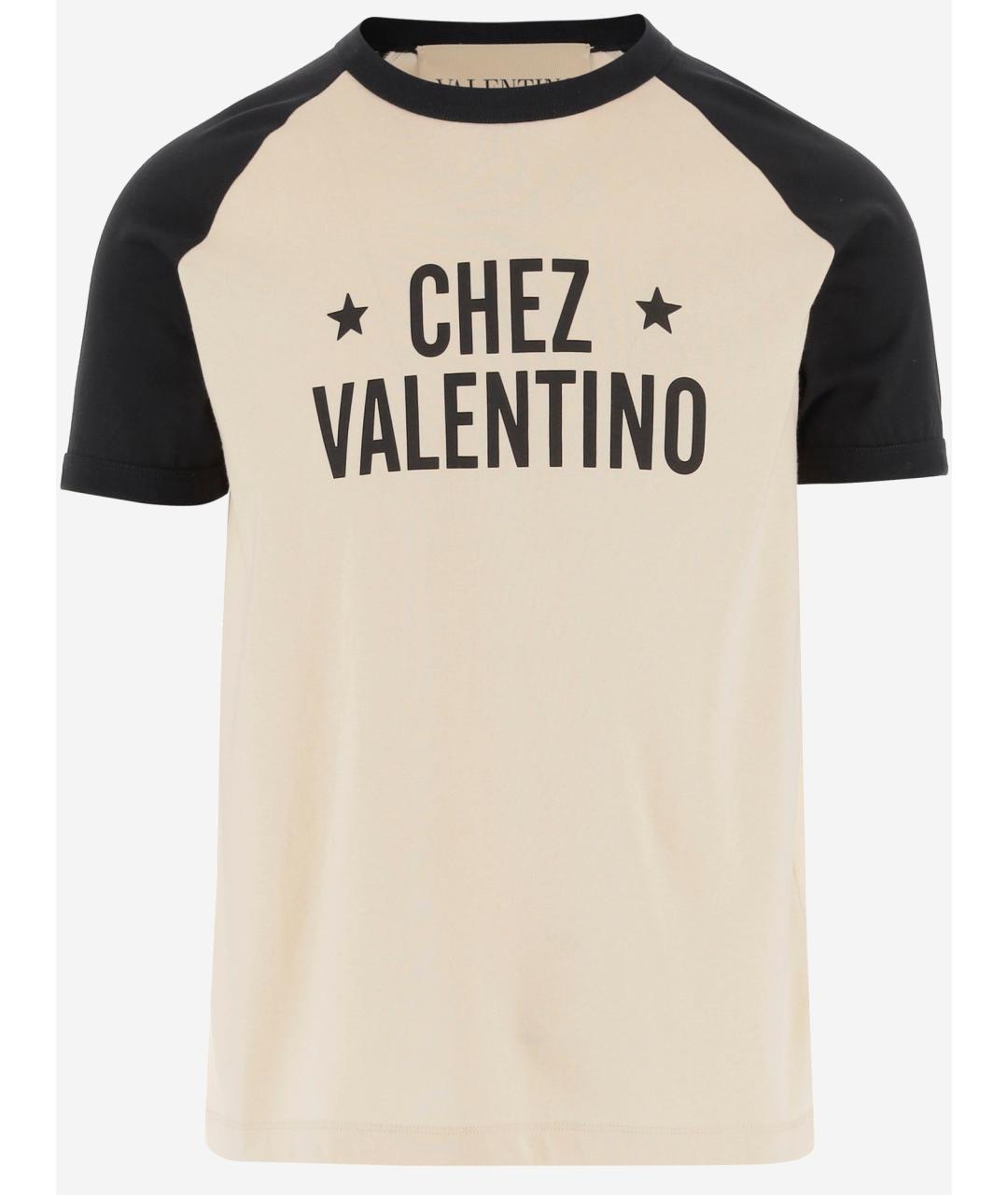 VALENTINO Бежевая хлопковая футболка, фото 1