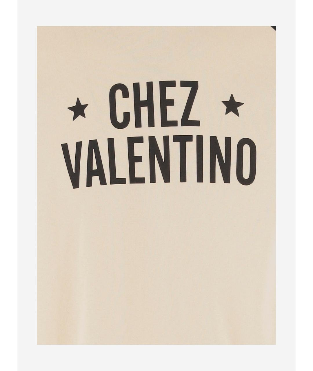VALENTINO Бежевая хлопковая футболка, фото 3