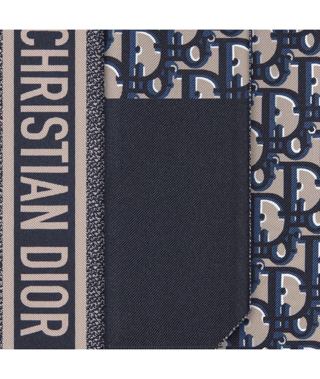 CHRISTIAN DIOR Темно-синий шелковый шарф, фото 5