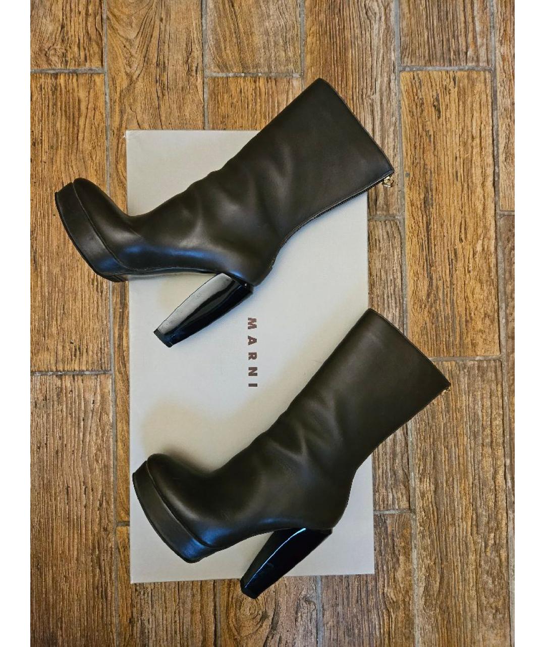 MARNI Коричневые кожаные сапоги, фото 10