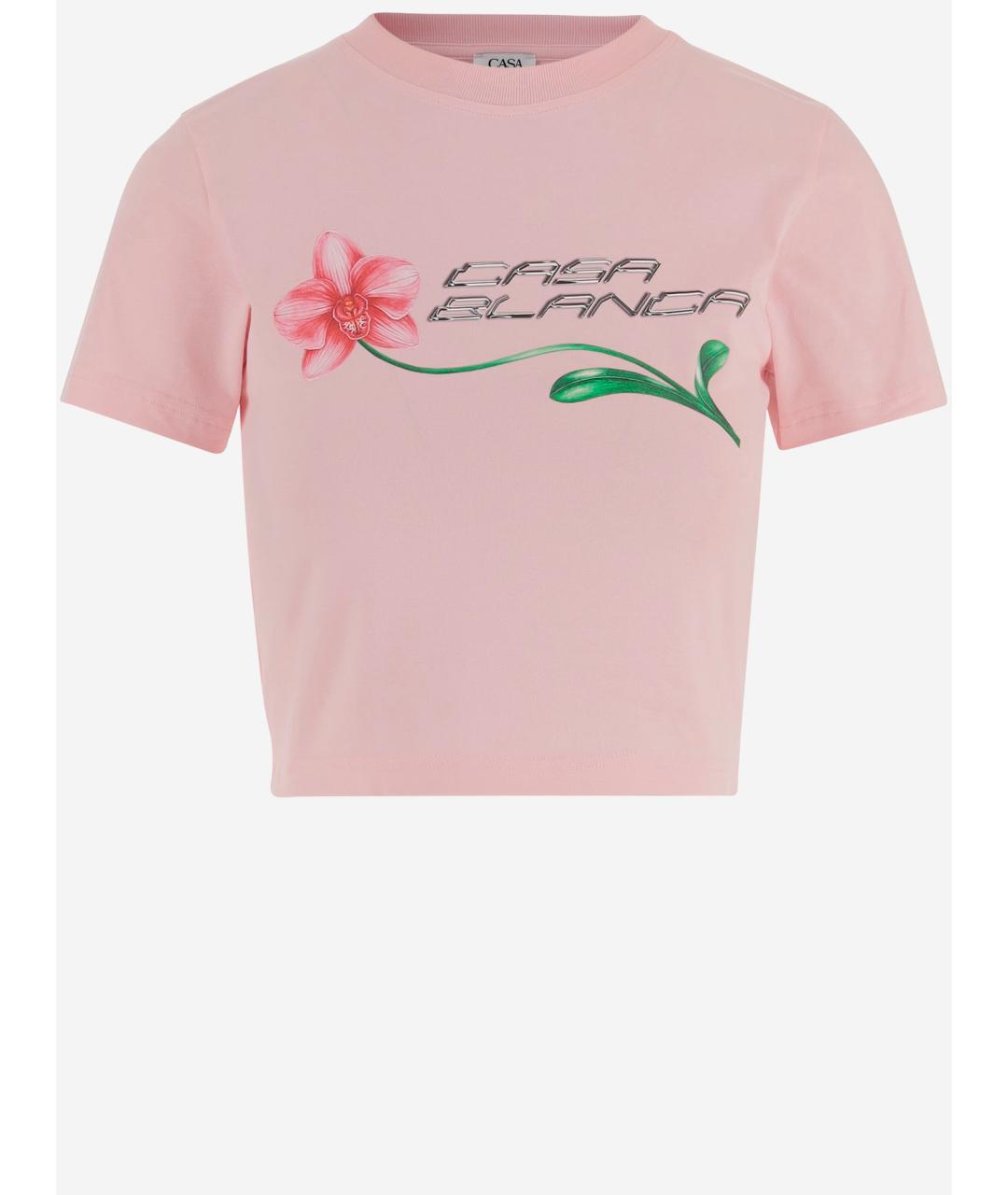 CASABLANCA Розовая хлопковая футболка, фото 1