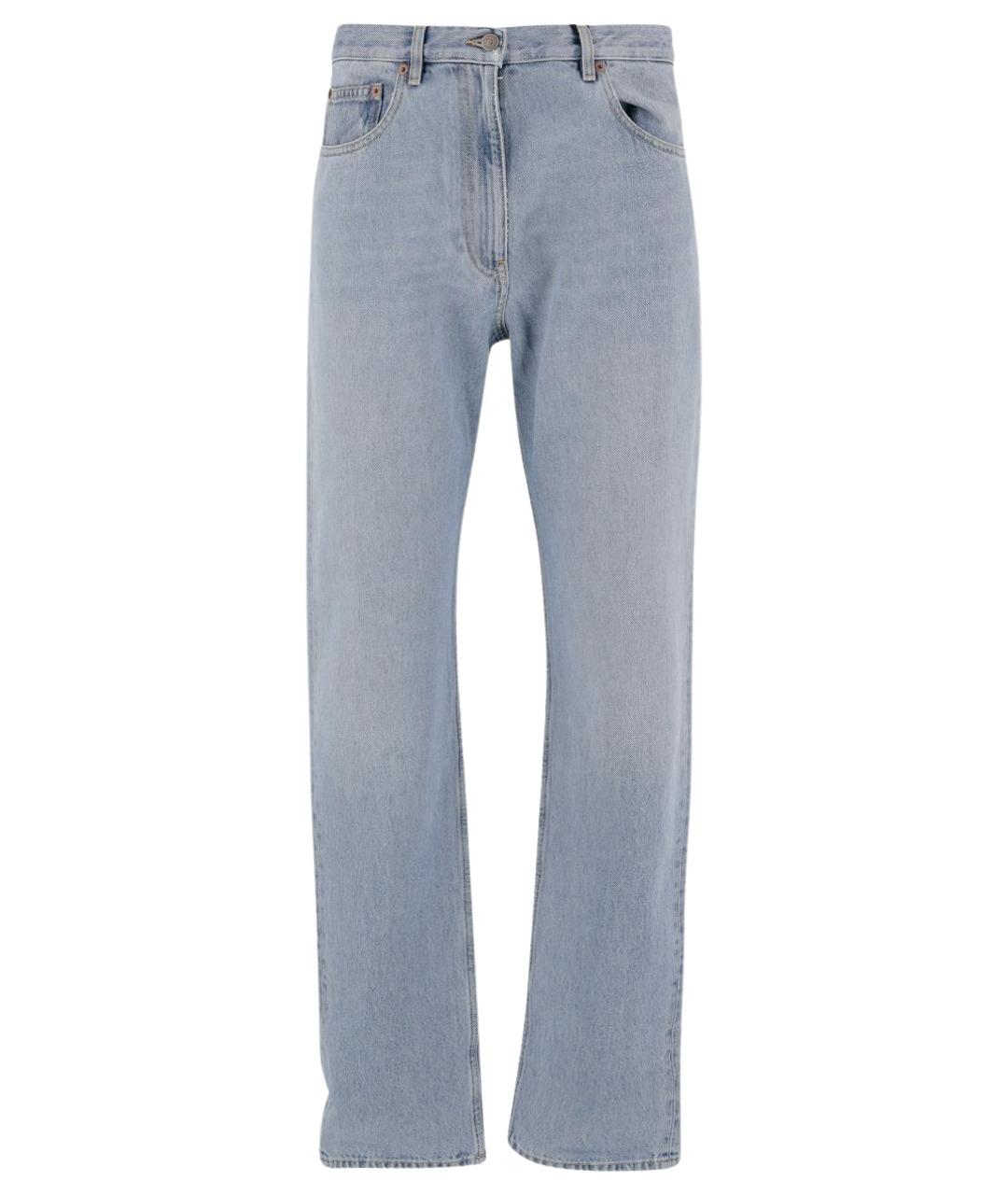 VALENTINO Голубые хлопковые прямые джинсы, фото 1