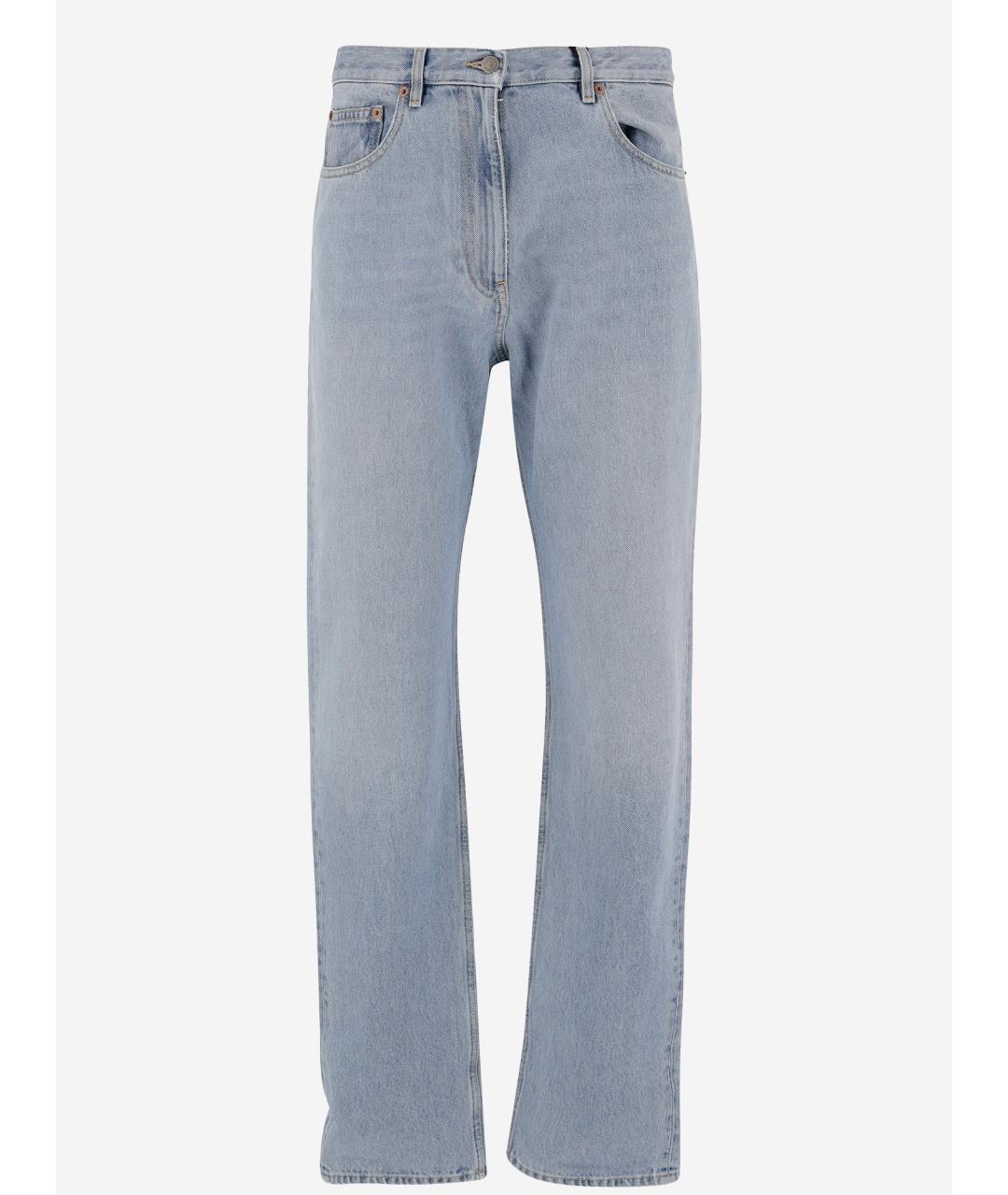 VALENTINO Голубые хлопковые прямые джинсы, фото 4