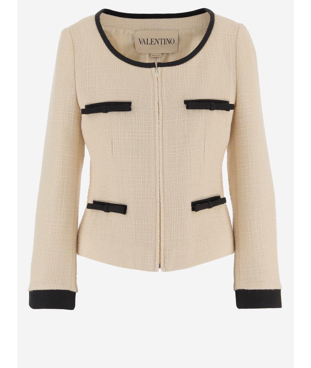 VALENTINO Бежевый шерстяной жакет/пиджак, фото 1