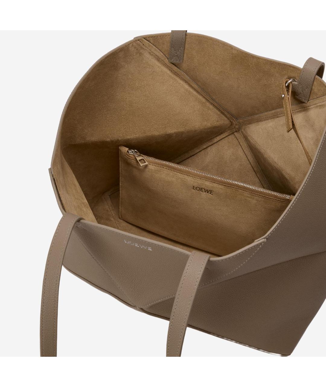 LOEWE Бежевая кожаная сумка тоут, фото 4