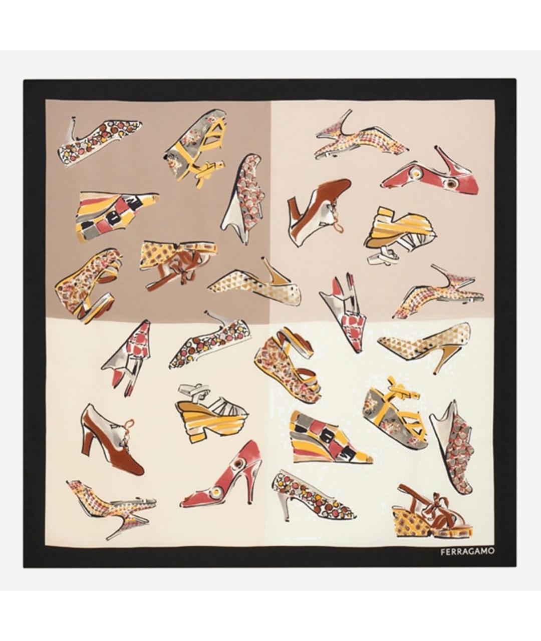 FERRAGAMO Бежевый шелковый платок, фото 1