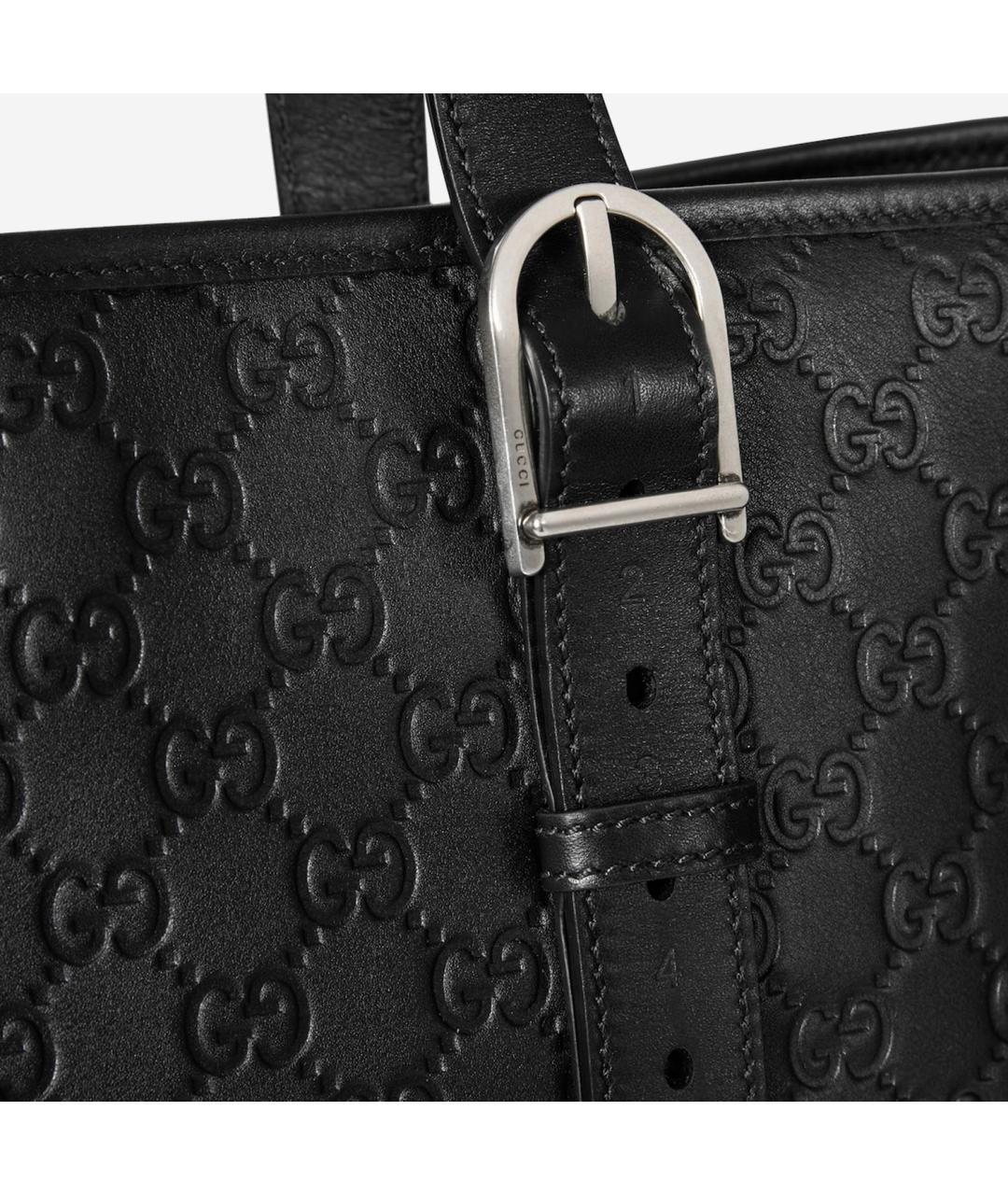 GUCCI Черная кожаная сумка тоут, фото 4