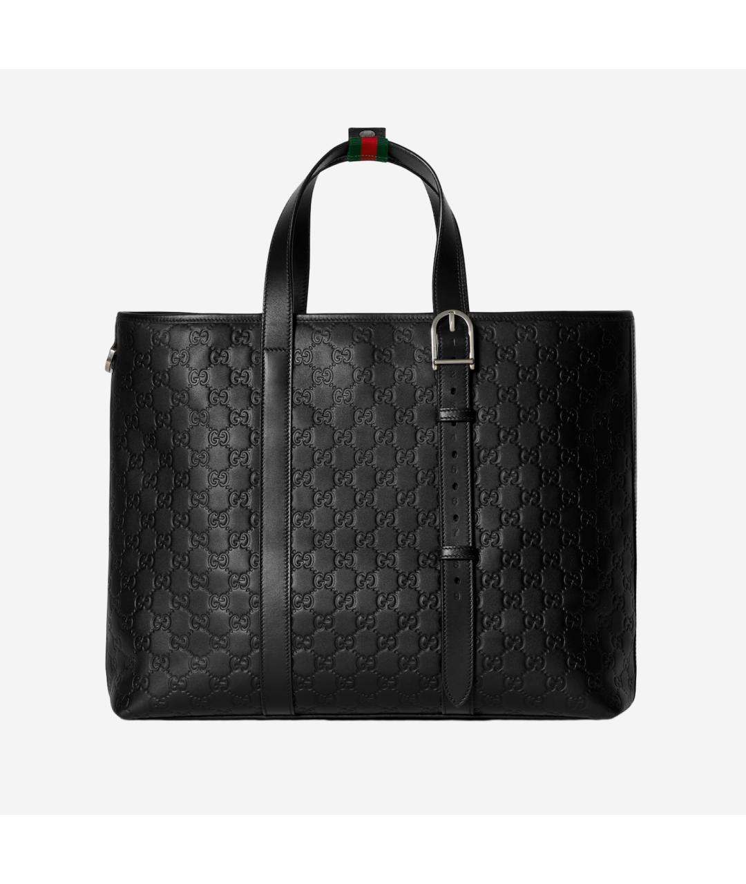 GUCCI Черная кожаная сумка тоут, фото 5