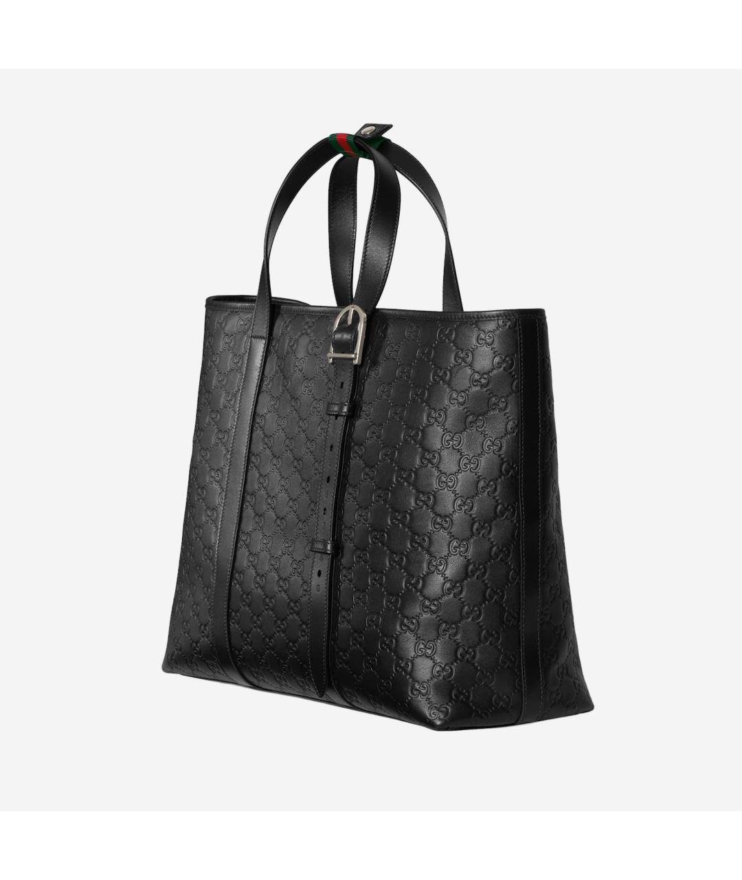 GUCCI Черная кожаная сумка тоут, фото 2