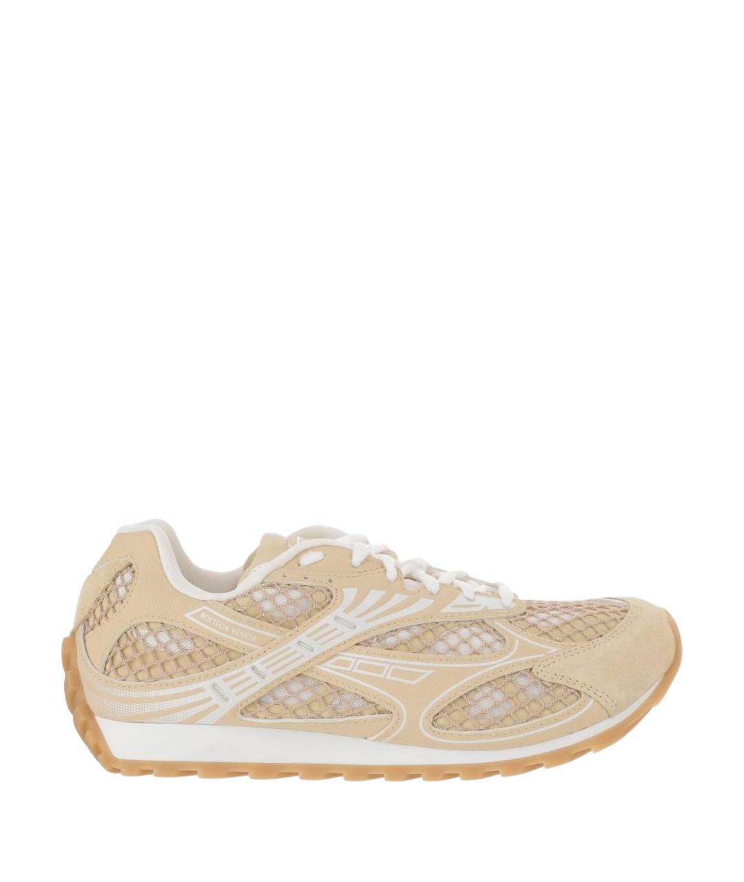 BOTTEGA VENETA Бежевые текстильные кроссовки, фото 1